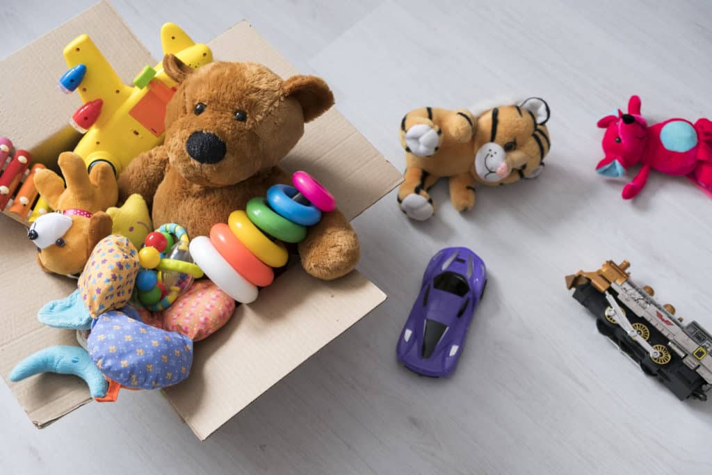 teddy bear with box
